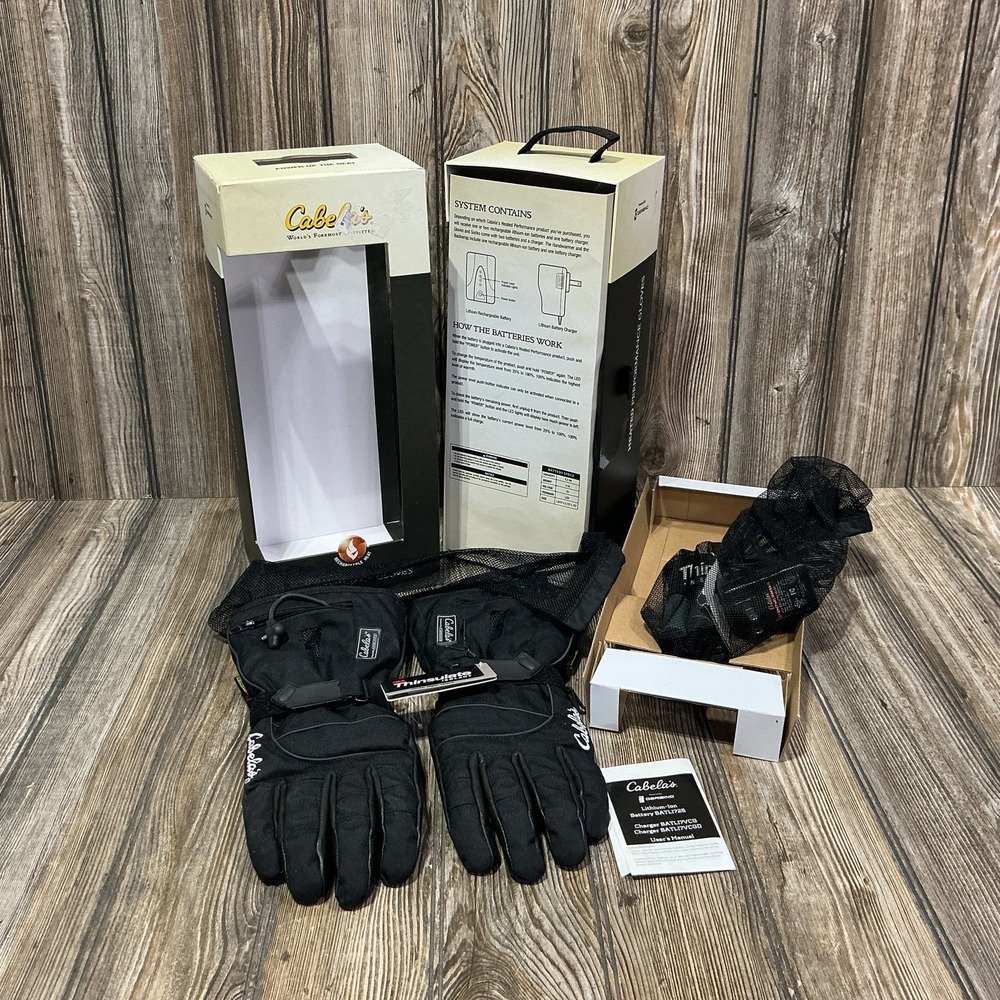 Cabelas Powered By Gerbings Heated Micro wire Gloves 7.4v Lithium Women's Large
